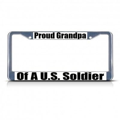 PROUD GRANDPA OF A U.S. SOLDIER ARMY Metal License Plate Frame Tag Border   381700957984